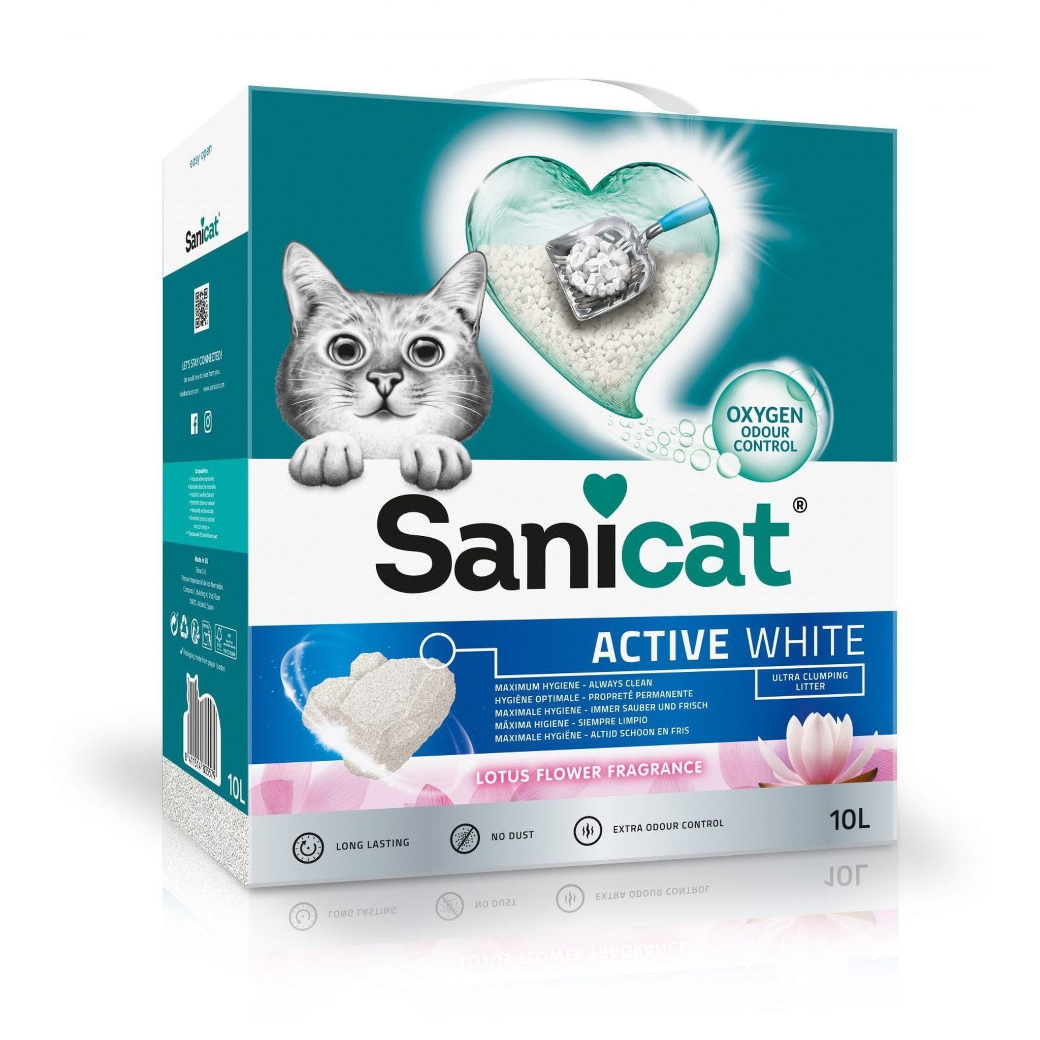 Sanicat Clumping Cat Litter Active White Lotus Flower 10L