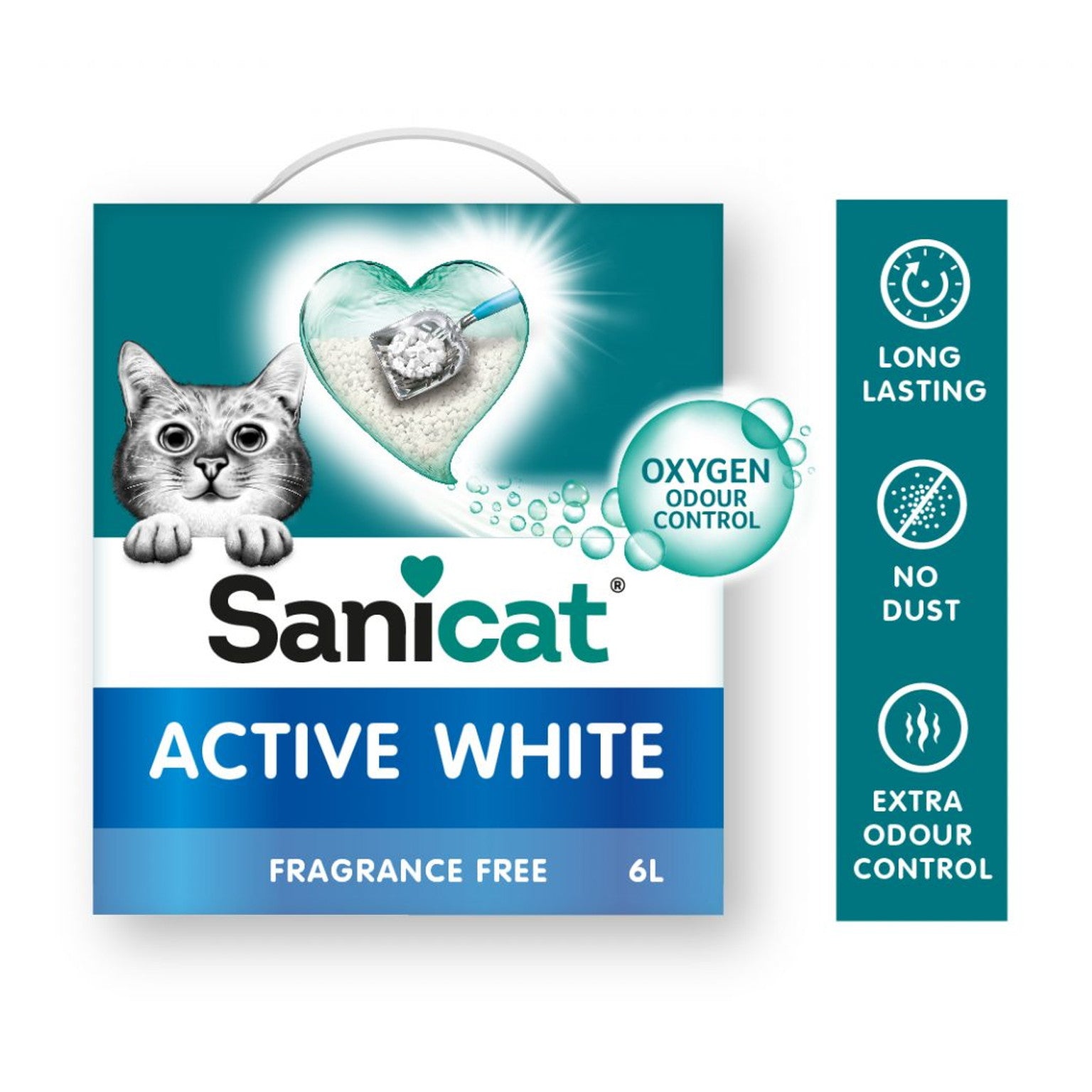 Sanicat Clumping Active White Fragrance Free Cat Litter 6 L