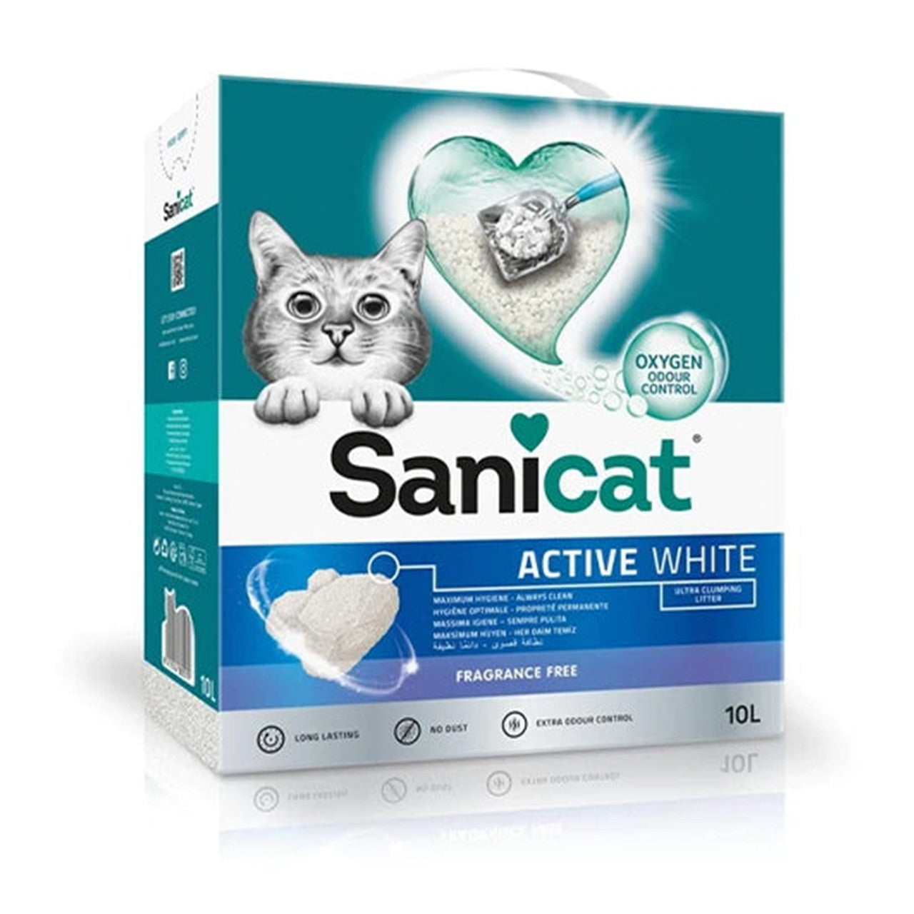 Sanicat Clumping Cat Litter Active White Unscented 10L