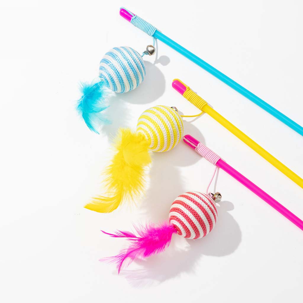 Cat Stick Colored Ball With Rope Pet Cat Toy