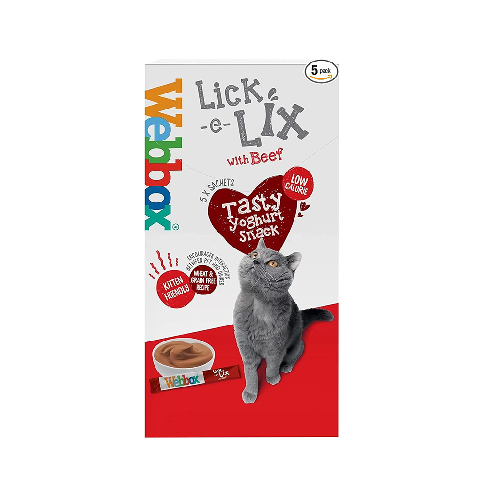 Webbox Lick-e-Lix Beef Tasty Yoghurt Cat Kitten 75g (5 X 15G SACHETS)