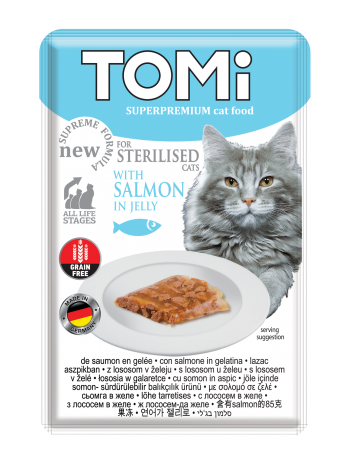 Tomi for sterilised cats salmon in jelly 85g