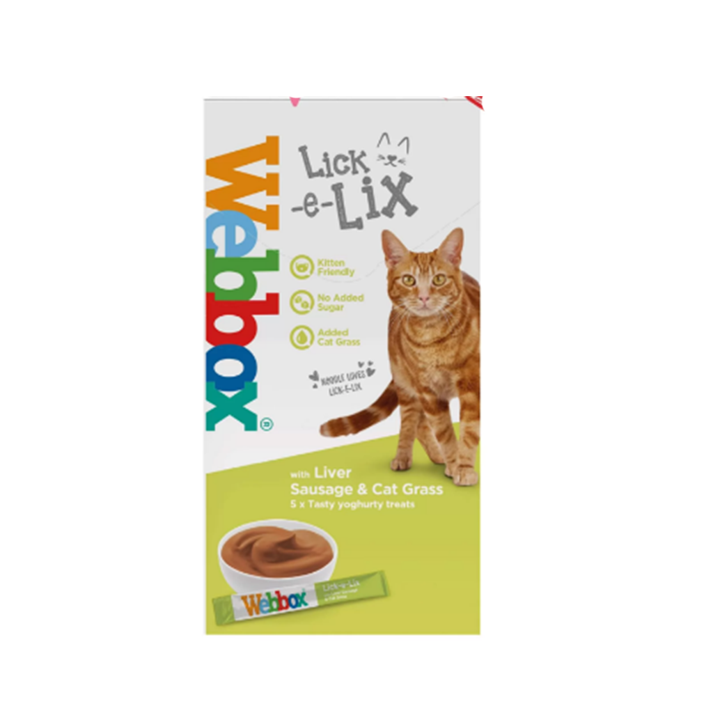 Webbox Lick-e-Lix Liver Sausage & Cat Grass 75g (5 X 15G SACHETS)