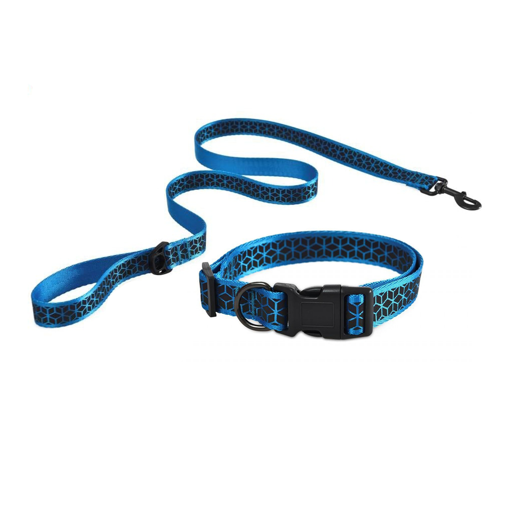 Naomi nylon Leash and Collar Reflective Pattern