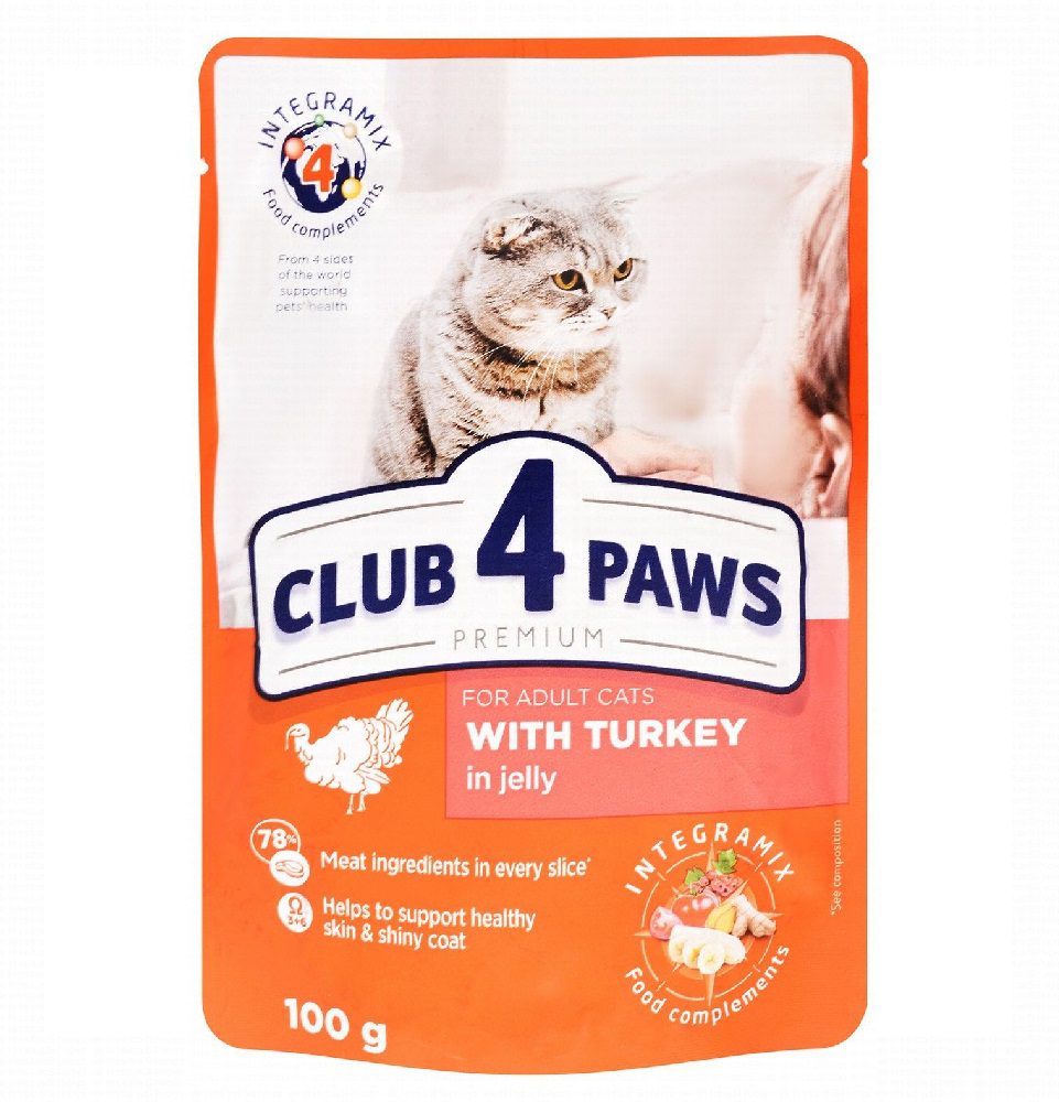 Club 4 Paws Wet Food For Adult Cats With Turkey 100 g