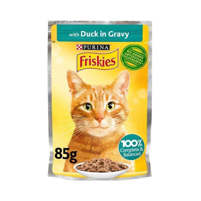 Purina Friskies Duck Chunks in Gravy Wet Cat Food Pouch 85g