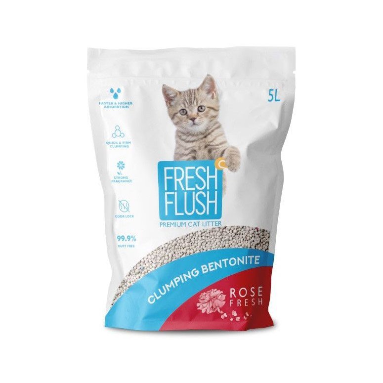 FRESH FLUSH Silica Gel cat litter Rose Fresh 5L Happet